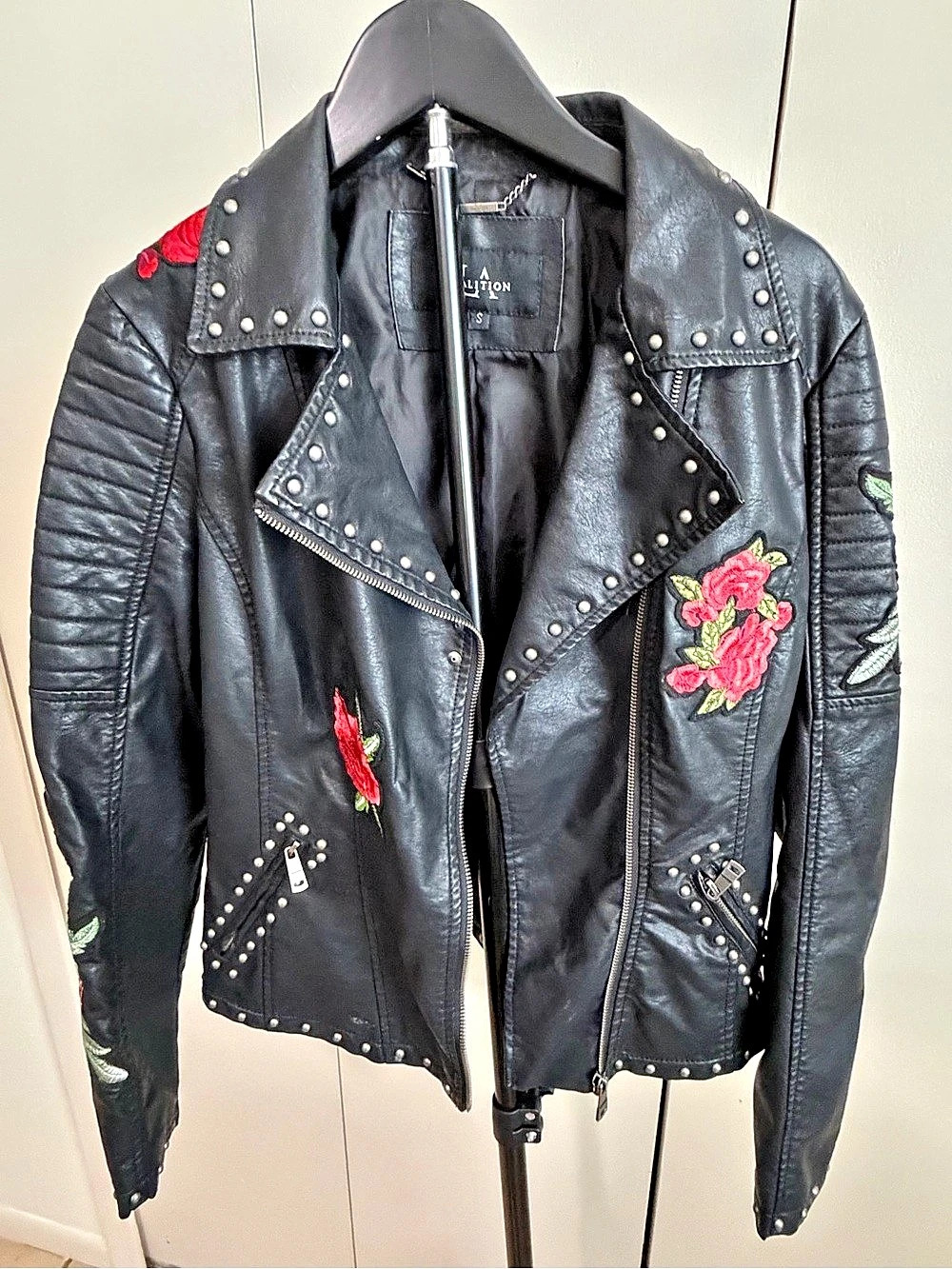 Coalition Floral Studded Moto Jacket Small